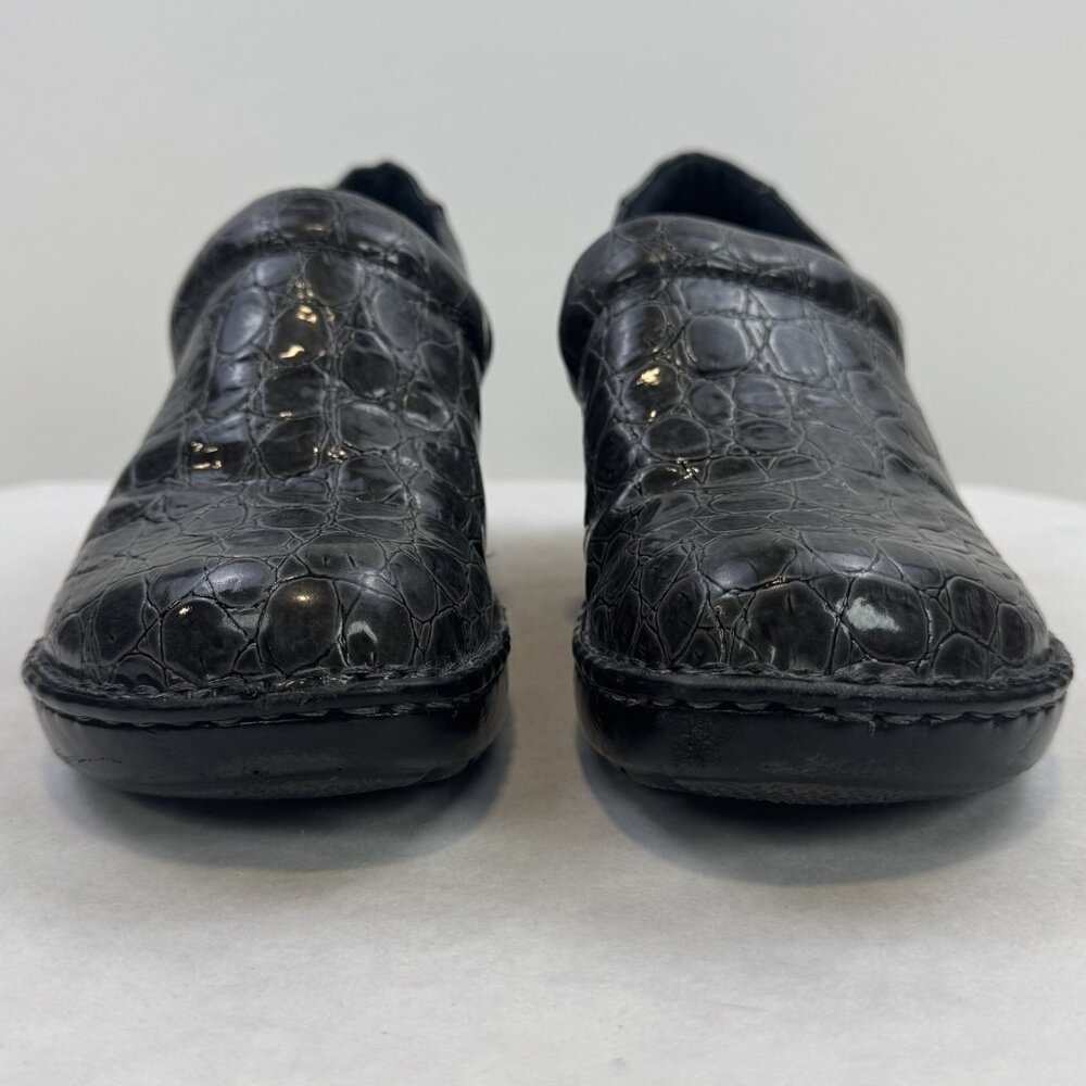 BOC Born Concept Womens Size 7 Gray Croc Faux Leather Peggy Slip On Clogs Shoes - Picture 6 of 15